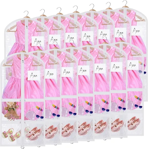 Vista 8 de Geelin 14 bolsas de ropa para baile PVC transparente, negro