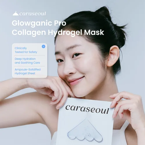 Vista 2 de caraseoul GlowPro - Máscara facial de colágeno, hidrogel coreano con niacinamida y adenosina, refuerzo del resplandor, máscara hidratante