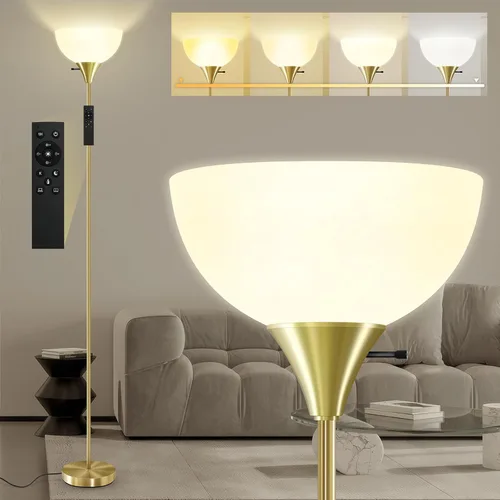 Vista 10 de Lámparas de pie para sala de estar, lámparas de pie Torchiere de 71'' con control remoto, temperatura de color y brillo ajustables 2700K-6500K