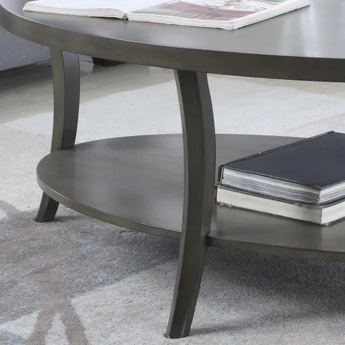 Vista 8 de Roundhill Furniture Juego de mesa de centro ovalada Perth contemporánea, color gris