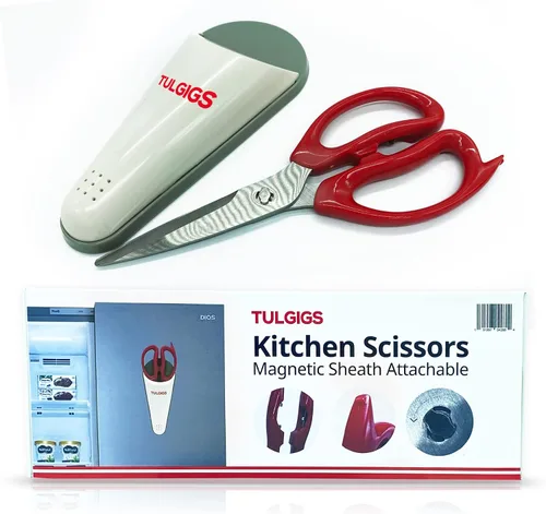 Vista 5 de Tijeras de cocina con funda magnética fijables al refrigerador, hoja separable