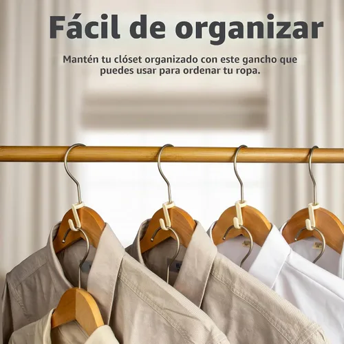 Vista 5 de 50 ganchos para colgar para colgar ropa, ahorro de espacio para ropa. Ganchos para colgar ahorran espacio. Gancho de conector para colgar perchas