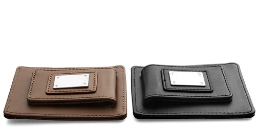 Vista 6 de Cartera de piel personalizada 2 en 1 con clip de dinero para hombres, regalo del día del padre, clip magnético para identificación y ranuras