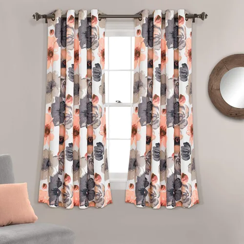 Vista 21 de Lush Decor Julie - Paneles de cortinas de ventana con aislamiento floral y ojales 100% opacas, par, 38" de ancho x 95" de largo, azul y verde Azul