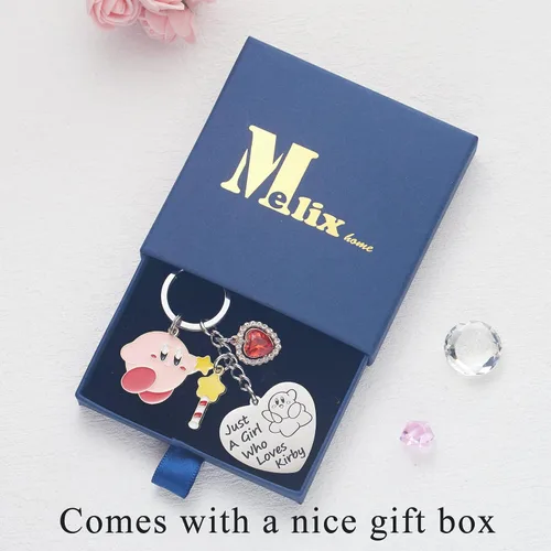 Vista 5 de Kirby Merch - Lindo llavero de dibujos animados de videojuegos, regalos de personajes para adolescentes, niñas, hijas, mujeres, regalo de cumpleaños