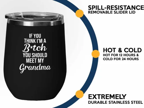 Vista 3 de Funny grandma Black Edition Wine Tumbler 12oz - should meet my grandma - Family Squad Fam Thank You Gift Siblings Parents Grandparents Funny grandma