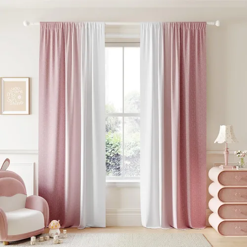 Vista 35 de Cortinas Ombre 100% Opacas de 63 Pulgadas de Largo 2 Paneles para Dormitorio Azul Blanco Patrón Degradado Oscurecimiento de Habitación Aislamiento
