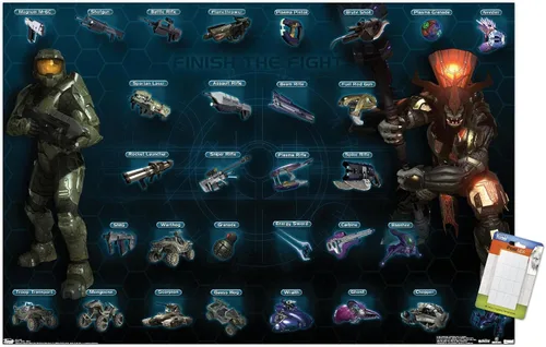 Vista 12 de Trends International Halo 3 - Chart - Póster de pared entera, 14.725 x 22.375 pulgadas, versión enmarcada de madera de granero Versión enmarcada