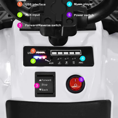 Vista 3 de OLAKIDS Vehículo eléctrico de 4 ruedas para niños pequeños, auto de juguete motorizado a batería para niños y niñas con luces, MP3, USB