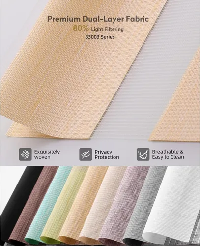 Vista 4 de ACMEART - Persianas motorizadas inteligentes de cebra con control remoto, persianas filtrantes de luz Beige