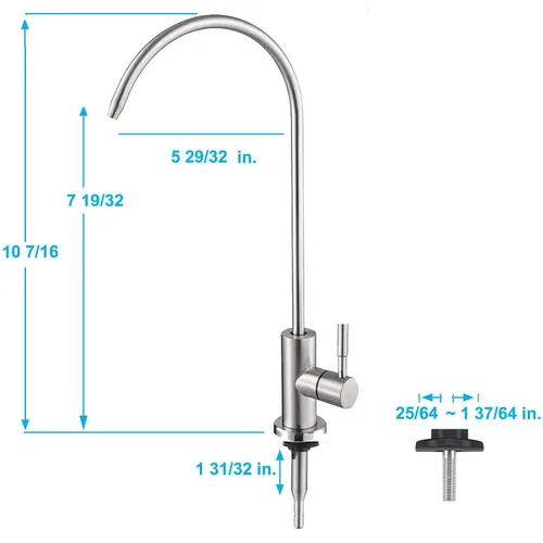 Vista 4 de Grifo purificador de agua potable de níquel cepillado, grifo de agua filtrada para cocina, grifo de bebidas de acero inoxidable Sus304 para debajo