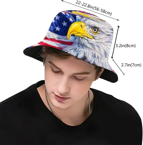 Vista 3 de Sombrero de pescador con bandera de Estados Unidos, sombrero de pescador con bandera estadounidense, Día de la Independencia 4 de julio, sombrero