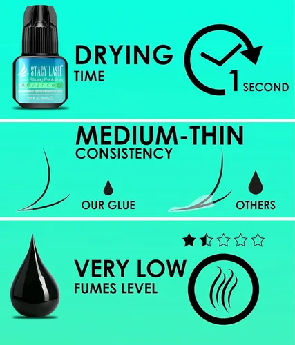 Vista 5 de Stacy Lash Pegamento Extra Fuerte Evolution Advanced para Extensiones de Pestañas (0,17 fl oz / 5 ml) / Seco en 1 Segundo / Retención de 6 Semanas