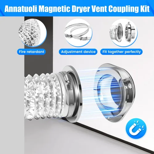 Vista 7 de DV180 Acoplamiento magnético de ventilación para secadora, kit de conector magnético de ventilación de secadora con sello hermético, incluye