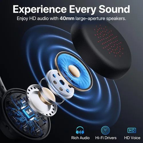 Vista 2 de Auriculares inalámbricos con micrófono para el trabajo, auriculares