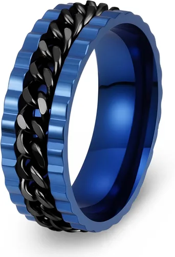 Vista 10 de Anillos giratorios para hombres y mujeres, anillos de ansiedad para hombres, anillos de cadena para adultos, anillos de titanio y acero