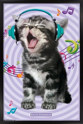 Vista 12 de Trends International Keith Kimberlin - Gato - Póster de pared cantando, 14.725 x 22.375 pulgadas, versión con marco de madera tipo granero
