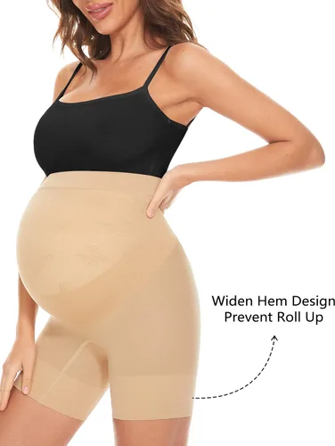 Vista 4 de Fajas moldeadoras de maternidad sin costuras para vestidossobre el vientre medio muslo para embarazo, debajo del vestido