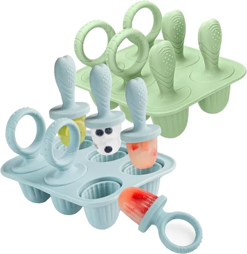 Vista 8 de Moldes de silicona para paletas de bebé, mini moldes para niños Beige y Rosa
