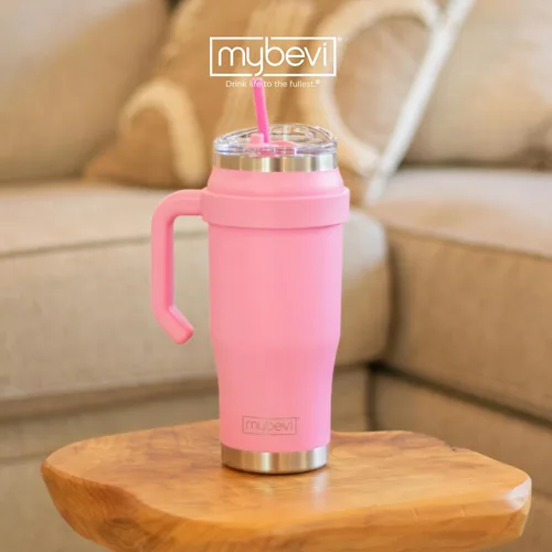 Vista 7 de MyBevi Outlander - Taza de viaje de acero inoxidable de alta calidad, para frío/calor, aislamiento de 3 capas, mango resistente, duradera y elegante