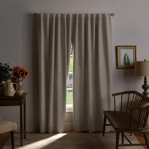 Vista 6 de Martha Stewart Bedford - Par de paneles de cortinas opacas con pestaña trasera, 95 pulgadas, lino