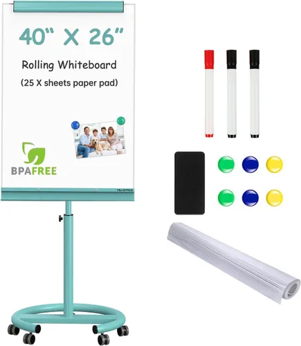 Vista 17 de TSJ OFFICE Rolling Whiteboard Standing - 40 x 26 Inches Mobile White Board Gris