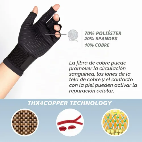 Vista 4 de THX4COPPER Guantes de compresión para artritis con correa, para túnel carpiano, mecanografía, soporte