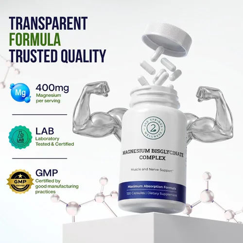 Vista 3 de Complejo de bisglicinato de magnesio 400 mg con TRAACS Mg glicinato, 120