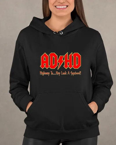 Vista 7 de Go All Out Sudadera con capucha para hombre y mujer con texto en inglés "Highway To Hey Look A Squirrel