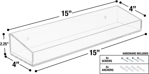 Vista 3 de Sorbus Estantes de baño acrílicos flotantes, estantes acrílicos transparentes, estante de ducha para tocador de baño, cocina, estantería, estante