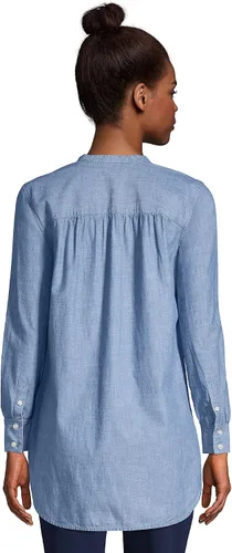 Vista 2 de Lands' End Blusa tipo túnica de manga larga de algodón para mujer