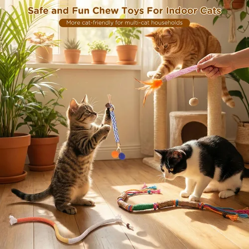Vista 5 de Juguetes de hierba gatera para gatos de interior – Palitos de Silvervine y juguetes masticables para gatos para limpieza de dientes – Kit de hierba