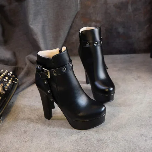 Vista 66 de Scaoruki Zapatos de otoño de moda para mujer, botines de tacón de bloque