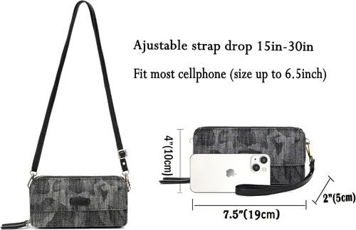 Vista 5 de Lanyani Cartera cruzada RFID con bolsillo para teléfono para mujer, cuero vegano