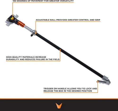 Vista 2 de 34" 180° Sure-Stop Flat Box Handle (recto) I Drywall Master I Secure Lock Giratorio para control de caja plana I Chicago Family Owned