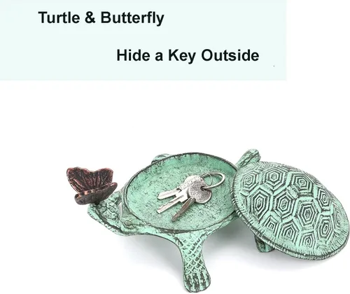 Vista 6 de Ocultador de llave de tortuga de hierro fundido de 9 pulgadas, soporte oculto para llaves para exteriores, soporte oculto para llaves al aire libre