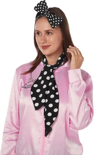 Vista 2 de THDZS Chaqueta rosa de los años 50 para mujer grasa con cuello bufandas disfraz de cosplay de Halloween