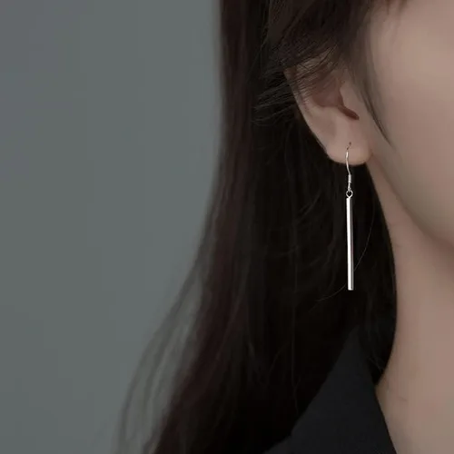 Vista 3 de SLUYNZ Solid 925 Sterling Silver Minimalist 2CM3CM Bar Drop Earrings for Women Teens Vertical Bar Dangle Earrings
