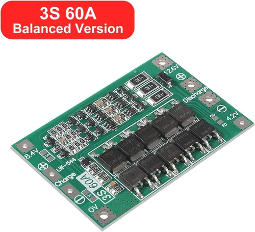 Vista 3 de 2PCS 3S 60A 12.6V 18650 Cargador PCB BMS Placa de protección de batería de litio de iones de litio Módulo de carga de equilibrio para motor