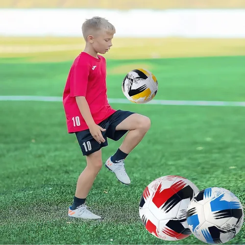 Vista 5 de Balón de fútbol tamaño 3 4 5 cuero suave anti explosión práctica entrenamiento niños niñas adultos con aguja de bomba