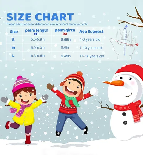 Vista 6 de ThxToms Guantes de invierno para niños, impermeables, guantes de nieve para niños y niñas, clima frío, deportes al aire libre, snowboard, bicicleta