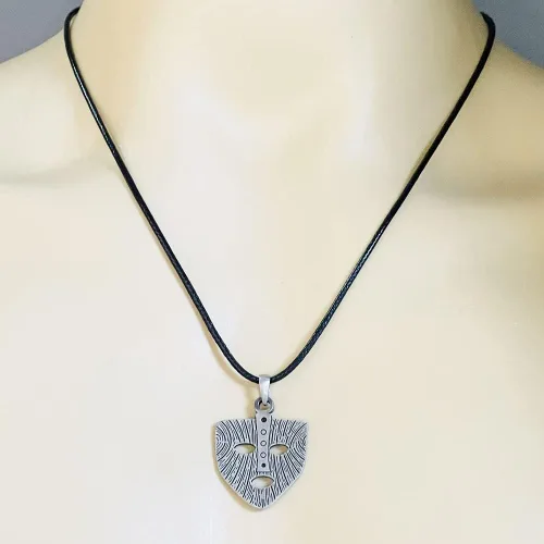 Vista 3 de Norse Vikingo Jewelry The Mask Loki God of Mischief Celtic Pagan Pewter - Collar con colgante de peltre para hombre protección de hechizo amuleto