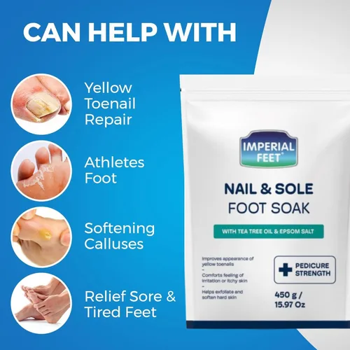 Vista 9 de Imperial Feet Epsom Salt Foot Soak (grado pedico): reparación de uñas de los pies, pie de atleta de hongos, suaviza callos, pies cansados