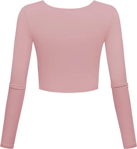 Vista 2 de Camisetas cortas básicas ligeras y ajustadas de manga larga para mujer