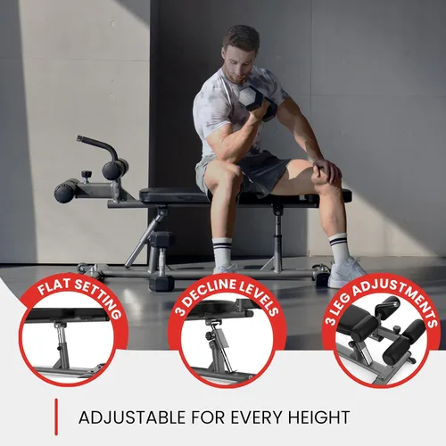 Vista 4 de Finer Form Gym-Quality Adjustable Sit Up Ab Bench & Decline Weight Bench for Home Gym Strength Training.