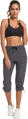 Vista 7 de ChinFun Pantalones capri de senderismo para mujer de secado rápido resistentes al agua UPF 50