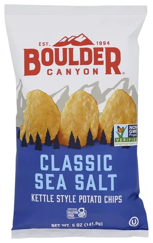 Vista 30 de Boulder Canyon Papas fritas - Hickory BBQ (1.5 oz/Caja de 55)