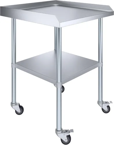 Vista 16 de AmGood Mesa de trabajo comercial con protector contra salpicaduras y salpicaduras laterales con ruedas NSF
