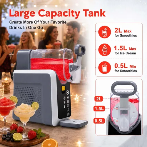 Vista 7 de Máquina de granizado para encimera para el hogar, máquina de granizado con pantalla LED, máquina de granizado con programas de margarita congelada