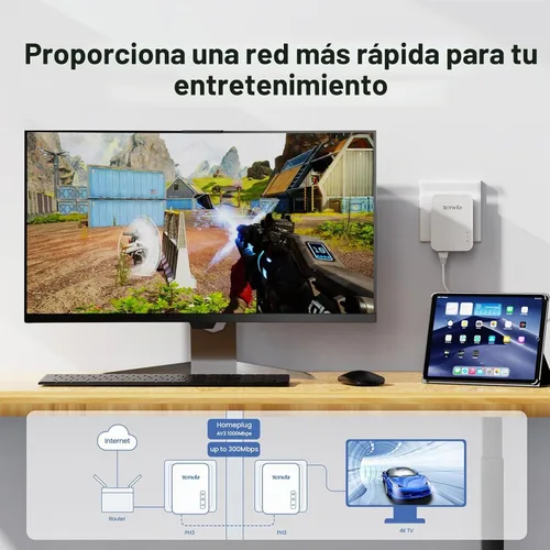 Vista 7 de Powerline Set 1000Mbps Tenda AH3